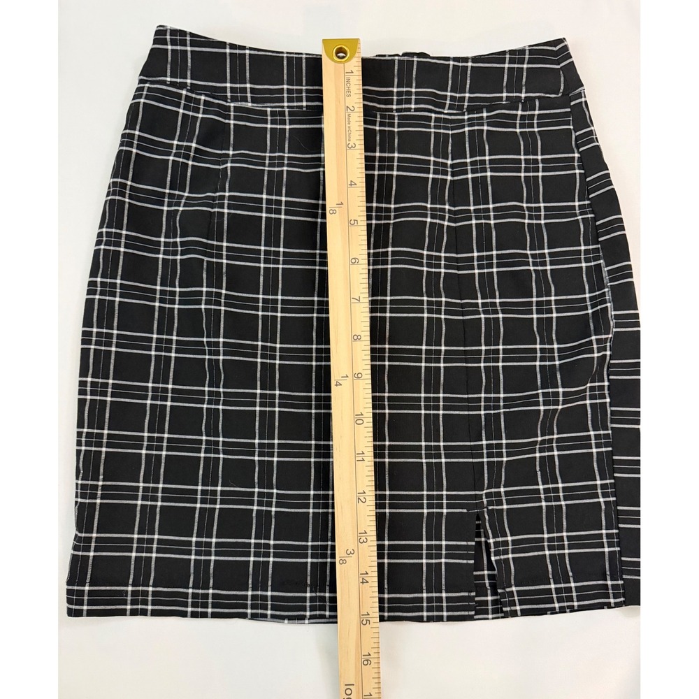 Garage Black White Plaid Mini Skirt Front Slit High Waisted Size xs - Picture 3 of 6